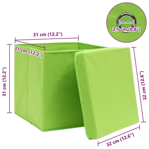 vidaXL Oppbevaringsbokser med lokk 4 stk grønn 32x32x32 cm stoff
