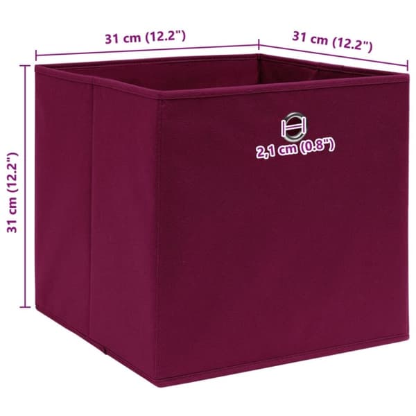 vidaXL Oppbevaringsbokser 4 stk mørkerød 32x32x32 cm stoff