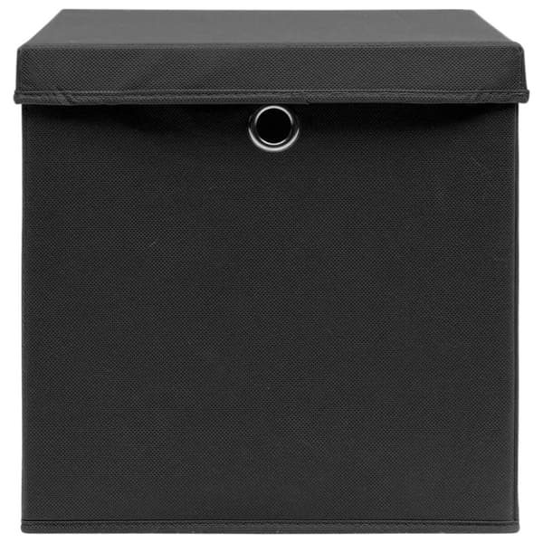 vidaXL Oppbevaringsbokser med lokk 4 stk svart 32x32x32 cm stoff