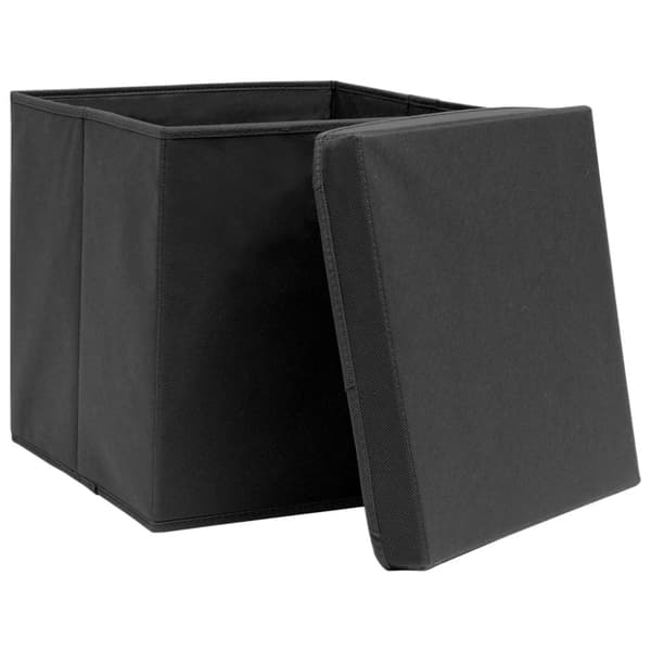vidaXL Oppbevaringsbokser med lokk 4 stk svart 32x32x32 cm stoff