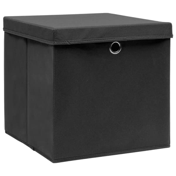vidaXL Oppbevaringsbokser med lokk 4 stk svart 32x32x32 cm stoff