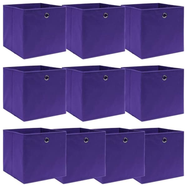 vidaXL Oppbevaringsbokser 10 stk lilla 32x32x32 cm stoff