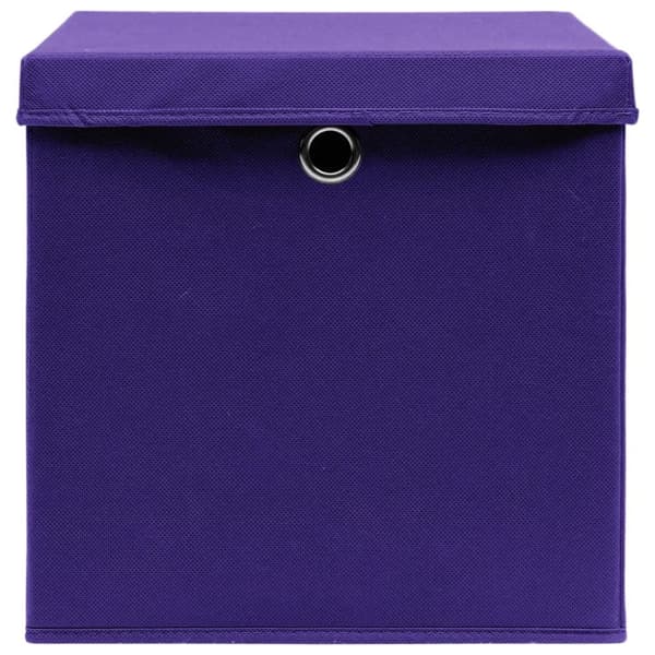 vidaXL Oppbevaringsbokser med lokk 10 stk lilla 32x32x32 cm stoff
