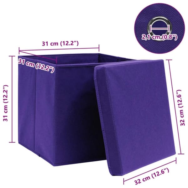 vidaXL Oppbevaringsbokser med lokk 10 stk lilla 32x32x32 cm stoff