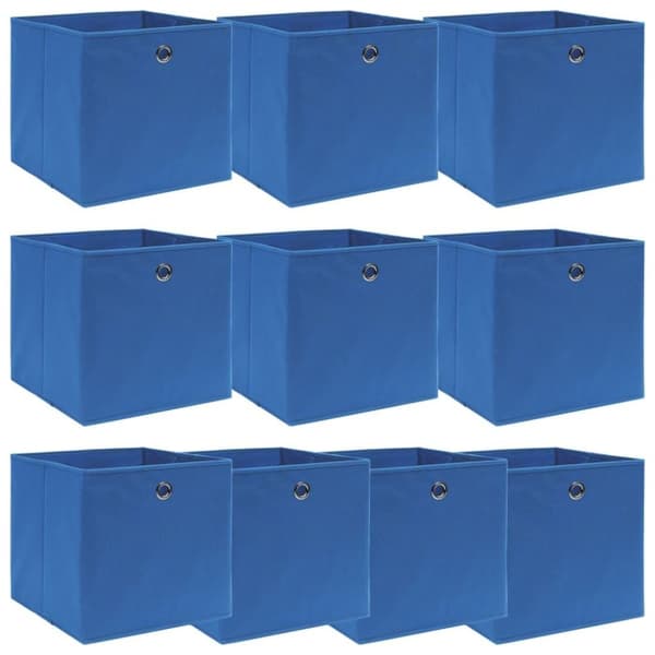 vidaXL opbevaringskasser 10 stk. 32x32x32 stof blå