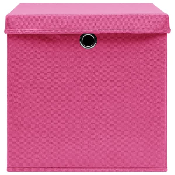 vidaXL opbevaringskasser med låg 10 stk. 32x32x32 stof pink