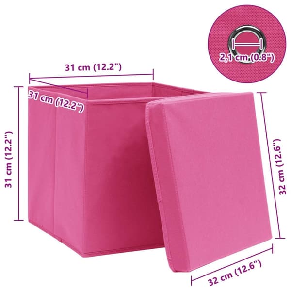 vidaXL opbevaringskasser med låg 10 stk. 32x32x32 stof pink