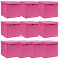 Miniatyrbillede 1 af 6: vidaXL opbevaringskasser med låg 10 stk. 32x32x32 stof pink