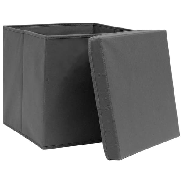vidaXL opbevaringskasser med låg 4 stk. 32x32x32 stof grå