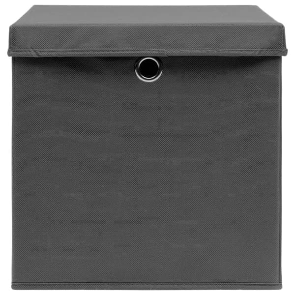 vidaXL opbevaringskasser med låg 4 stk. 32x32x32 stof grå