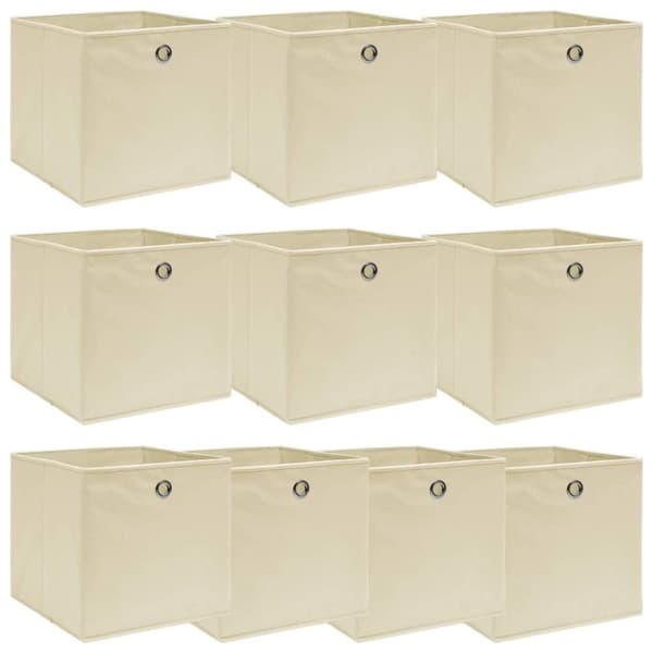 vidaXL Oppbevaringsbokser 10 stk kremhvit 32x32x32 cm stoff