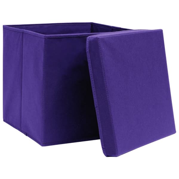 vidaXL opbevaringskasser med låg 10 stk. 32x32x32 stof lilla