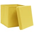 Miniatyrbilde 3 av 6: vidaXL Oppbevaringsbokser med lokk 10 stk gul 32x32x32 cm stoff