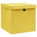 Miniatyrbilde 2 av 6: vidaXL Oppbevaringsbokser med lokk 10 stk gul 32x32x32 cm stoff