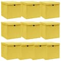 Miniatyrbilde 1 av 6: vidaXL Oppbevaringsbokser med lokk 10 stk gul 32x32x32 cm stoff