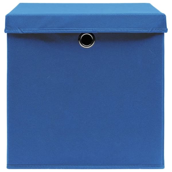 vidaXL Oppbevaringsbokser med lokk 4 stk blå 32x32x32 cm stoff