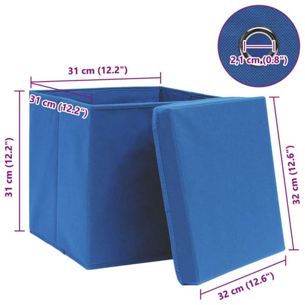vidaXL Oppbevaringsbokser med lokk 4 stk blå 32x32x32 cm stoff
