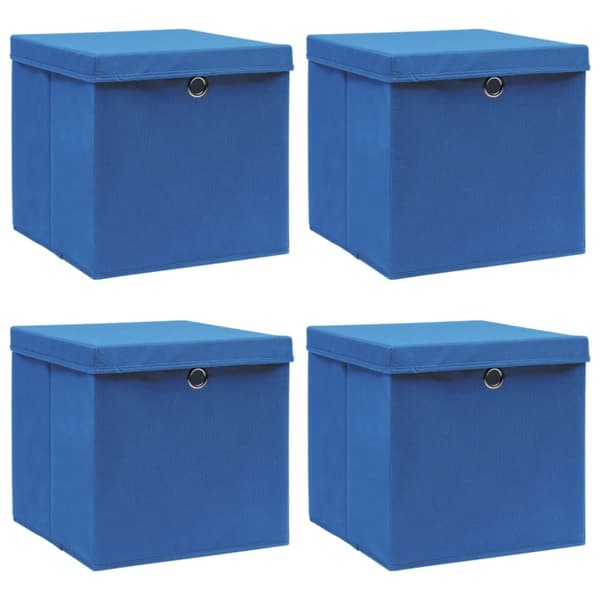 vidaXL Oppbevaringsbokser med lokk 4 stk blå 32x32x32 cm stoff