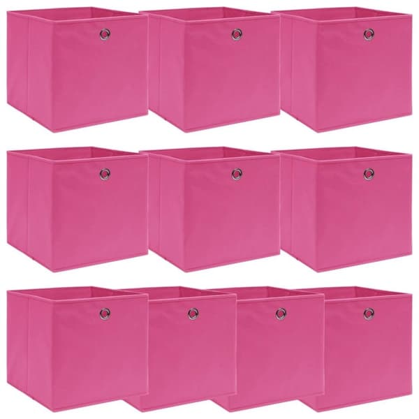 vidaXL opbevaringskasser 10 stk. 32x32x32 stof pink