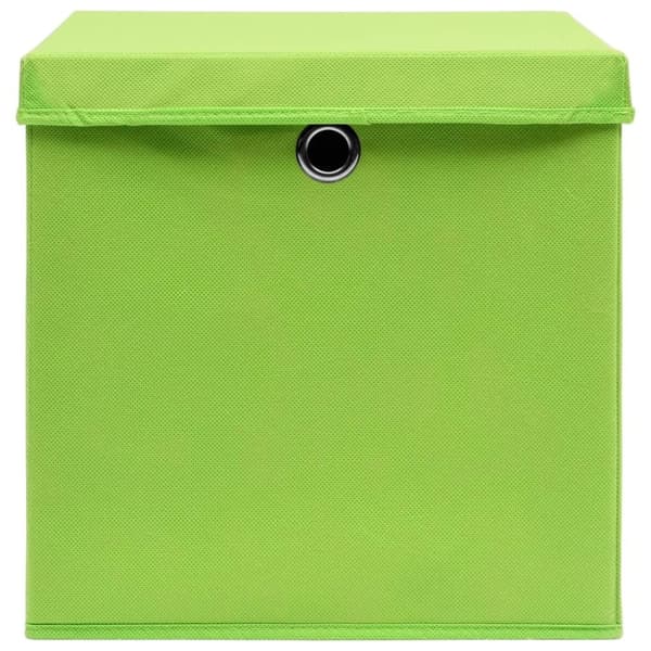 vidaXL opbevaringskasser med låg 10 stk. 32x32x32 stof grøn