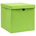 Miniatyrbillede 2 af 6: vidaXL opbevaringskasser med låg 10 stk. 32x32x32 stof grøn
