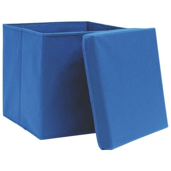vidaXL opbevaringskasser med låg 4 stk. 32x32x32 stof blå