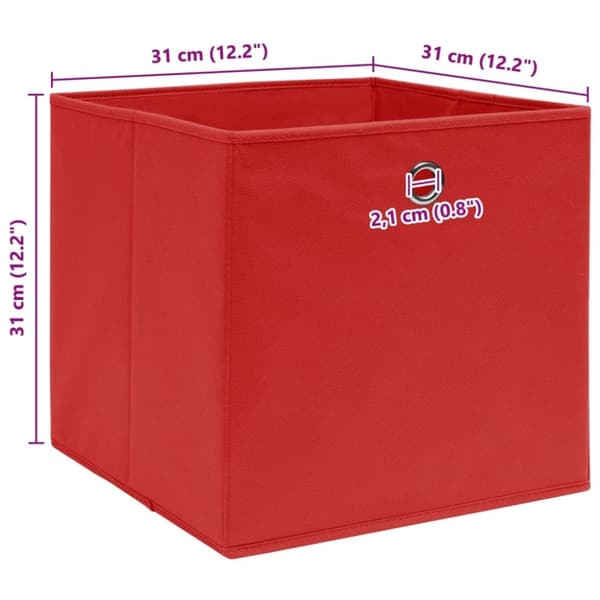 vidaXL opbevaringskasser 4 stk. 32x32x32 stof rød