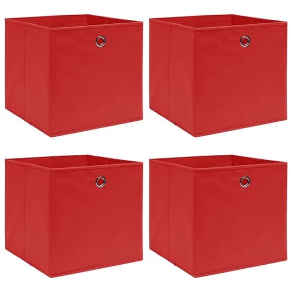 vidaXL opbevaringskasser 4 stk. 32x32x32 stof rød