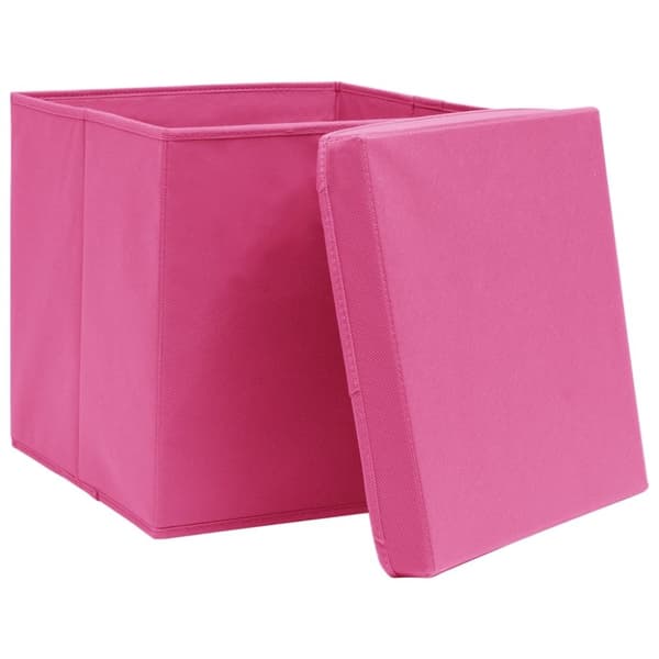vidaXL opbevaringskasser med låg 4 stk. 32x32x32 stof pink