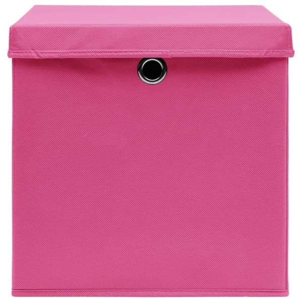 vidaXL opbevaringskasser med låg 4 stk. 32x32x32 stof pink