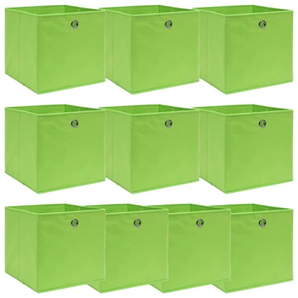 vidaXL Oppbevaringsbokser 10 stk grønn 32x32x32 cm stoff