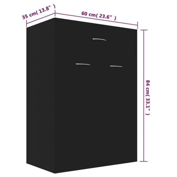 vidaXL Skoskap svart 60x35x84 cm konstruert tre