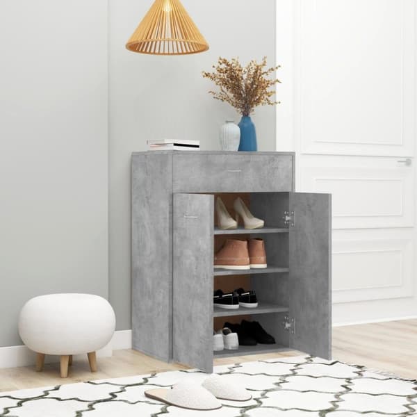 vidaXL Skoskåp betonggrå 60x35x84 cm konstruerat trä