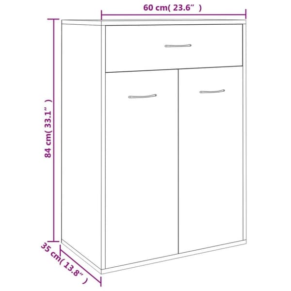 vidaXL Skoskåp betonggrå 60x35x84 cm konstruerat trä