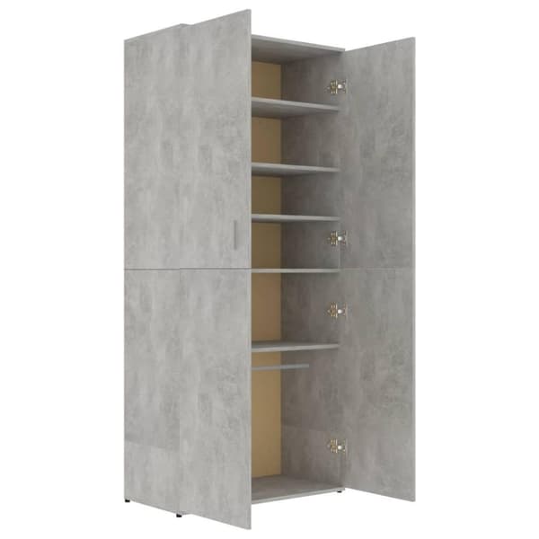 vidaXL Skoskåp betonggrå 80x39x178 cm konstruerat trä