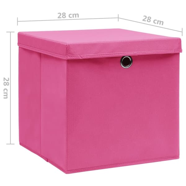 vidaXL opbevaringskasser med låg 10 stk. 28x28x28 cm pink