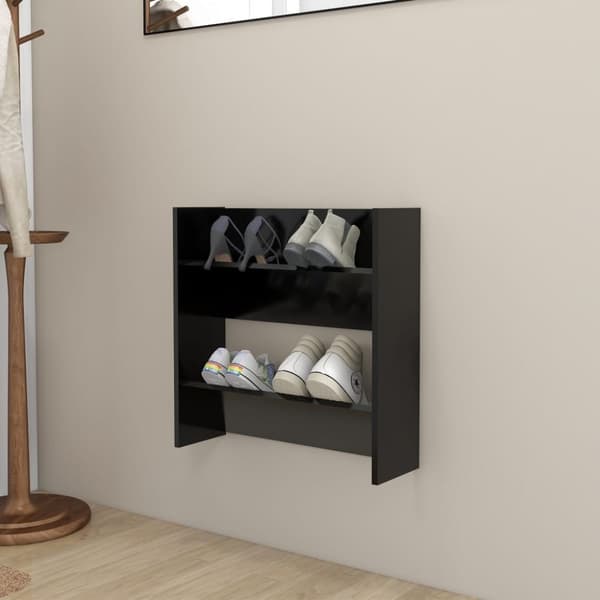 vidaXL væghængt skoskab 60x18x60 cm spånplade sort