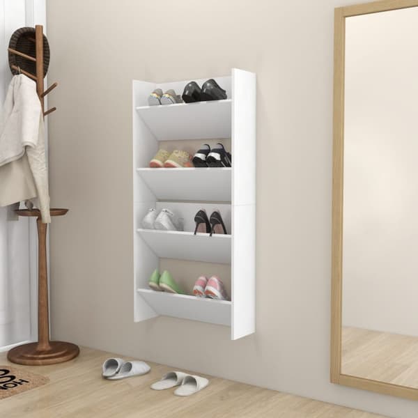 vidaXL væghængte skoskabe 2 stk. 60x18x60 cm spånplade hvid