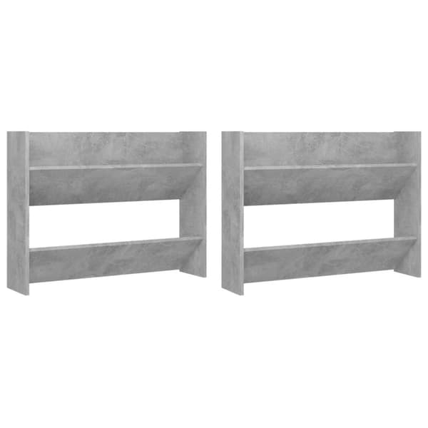 vidaXL væghængte skoskabe 2 stk. 80x18x60 cm spånplade betongrå