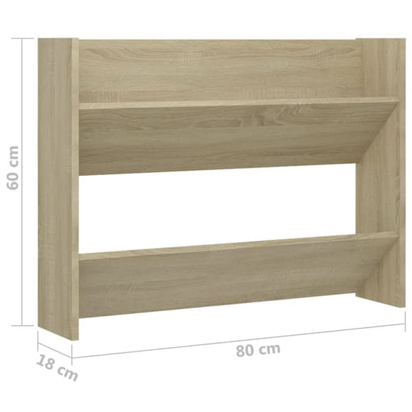 vidaXL væghængte skoskabe 2 stk. 80x18x60 cm spånplade sonoma-eg