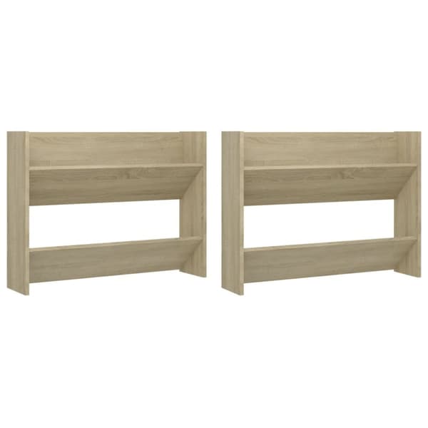vidaXL væghængte skoskabe 2 stk. 80x18x60 cm spånplade sonoma-eg