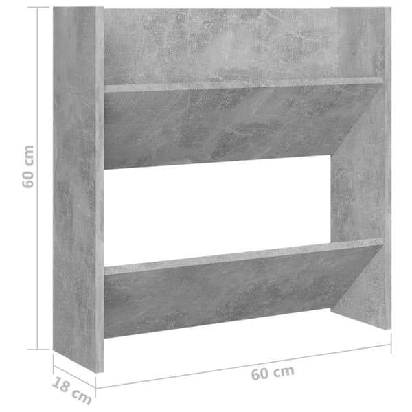 vidaXL Veggskoskap betonggrå 60x18x60 cm sponplate