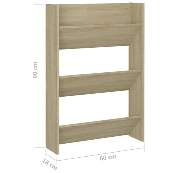 vidaXL Veggskoskap 2 stk hvit og sonoma eik 60x18x90 cm sponplater