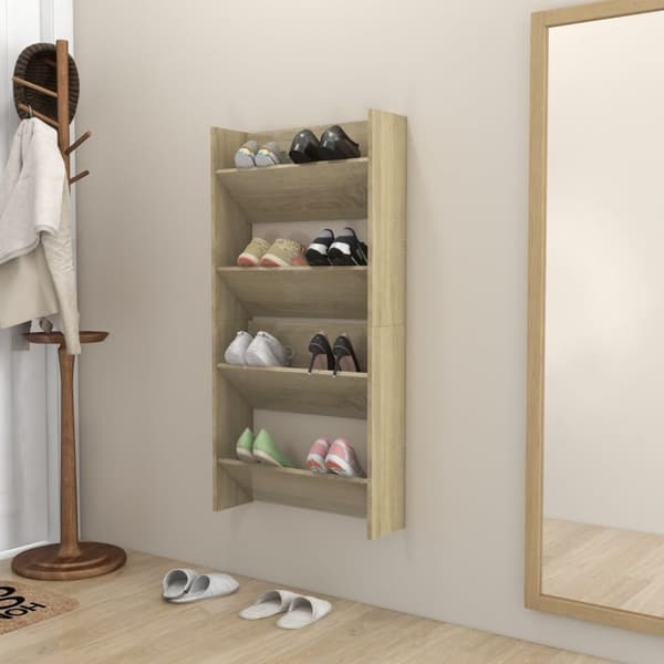 vidaXL Veggskoskap 2 stk sonoma eik 60x18x60 cm sponplater