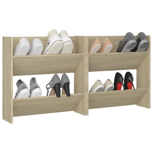 vidaXL Veggskoskap 2 stk sonoma eik 60x18x60 cm sponplater