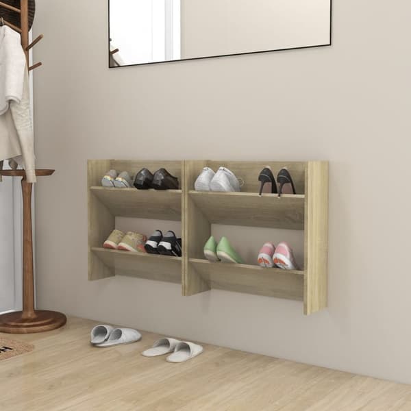 vidaXL Veggskoskap 2 stk sonoma eik 60x18x60 cm sponplater