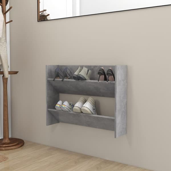 vidaXL Seinäkenkäkaappi betoninharmaa 80x18x60 cm lastulevy