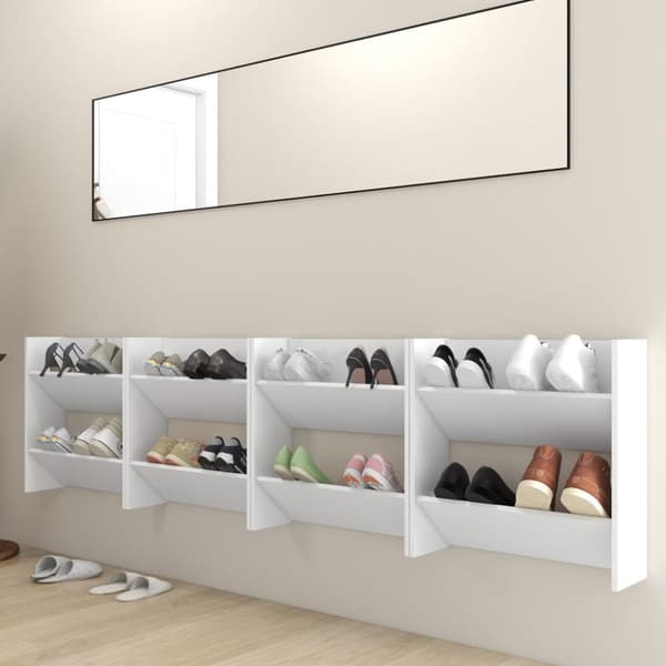 vidaXL Seinäkenkäkaapit 4 kpl valkoinen 60x18x60 cm lastulevy