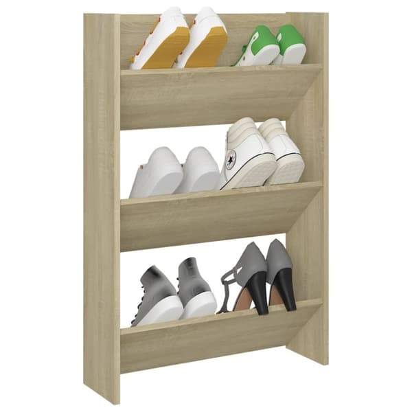 vidaXL Seinäkenkäkaappi Sonoma-tammi 60x18x90 cm lastulevy
