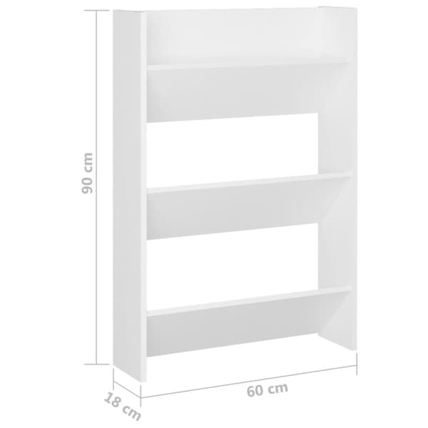 vidaXL Seinäkenkäkaappi valkoinen 60x18x90 cm lastulevy